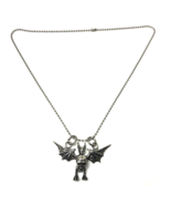 Lily Munster Style Bat with Skull Stainless Steel Necklace NEW - $282.14 MXN