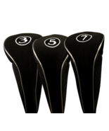 NEW BLACK ZIPPER 3 5 7 WOOD SET NEW DRIVER GOLF CLUB HEAD COVERS BLACK H... - $31.96 CAD
