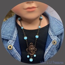 Turquoise Bead Unique Pendant Doll Necklace 18 Inch Fashion Doll Jewelry - £7.67 GBP