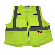 Milwaukee Vest Mens XL Green Zip Up High Visibility Reflective Safety Wear Top - £20.34 GBP