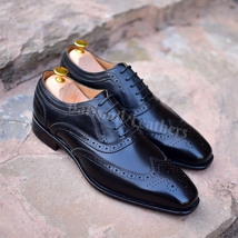 New handmade leather oxfords wingtip and brogue lace up black dress men shoes - $179.99+