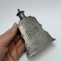 Vintage German Pewter Flask Bottle Engraved 1813 Hallmarked Metal Collec... - $200.00