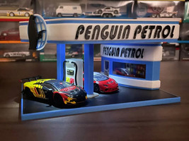 Penguin Petrol Gas Station Display Diorama compatible with Hot Wheels Matchbox - £44.07 GBP