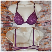 Victorias Secret 32B Bra Sheer Floral Push Up Lace Underwire NWT Purple - £20.97 GBP