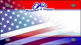 Ohio with American Flag Novelty Mini Metal License Plate Tag - £11.74 GBP
