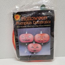 Vintage Halloween One Pumpkin Honeycomb Decoration Jack o lantern Hanging - £8.48 GBP
