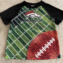 NFL Denver Broncos Football Green Field Black Raglan Short Sleeve Shirt 3T - $9.31