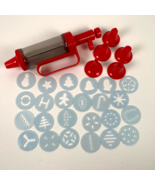 Cookie Press 24 Discs 6 Nozzles Red Plastic in Box Christmas Holiday Coo... - $18.93