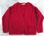 Vintage LL Bean Cardigan Sweater Womens Medium Red Wool Fisherman Aran B... - $74.44