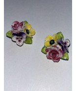 Vintage 1950s Staffordshire Bone China English Flowers Brooch Pin Roses ... - €33,86 EUR