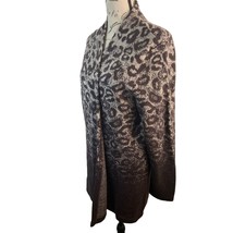 Chicos 1 Open Front Cardigan Womens M 8 Leopard Long Sleeve Brown Ombre Wool - £17.69 GBP