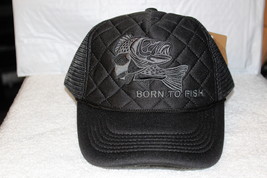 FISHING BORN TO FISH FISHERMAN MESH BACK SNAPBACK BASEBALL CAP HAT ( BLA... - £8.95 GBP