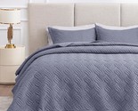 King Size Quilt Bedding Set Bluish Grey Bedspreads - Bed Summer Quilt Li... - $75.99