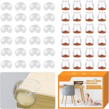 Silicone Chair Leg and Corner Protector Set, 24pcs (Large, Clear) - £17.77 GBP