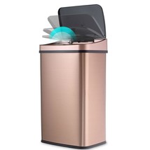 Gold Copper 13-Gallon Stainless Steel Kitchen Trash Can with Motion Sensor Lid - £155.92 GBP