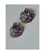 Vintage Tropical Floral Brooch Pins Pin Gold -Tone Enamel Purple Flowers... - $331.71 MXN