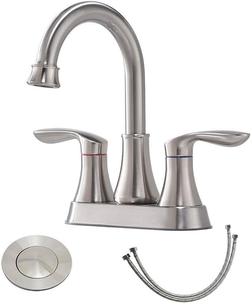 Friho Centerset Lead-Free Modern Commercial 2-Handle Brushed Nickel Bath... - $42.99