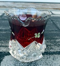 Vintage Krys-tol Ruby Red Glass Jar Early 1900&#39;s Used Damaged - $29.69