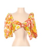Place Nationale Floral orange daisy open back linen top Size 1 US Small New - $84.15