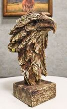 Faux Wood Carving Resin Rustic Wildlife American Bald Eagle Head Bust Fi... - $29.99