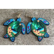 Turtle Earrings Dangle Summertime Beach Sea Caribbean Style Brand New! - £8.18 GBP