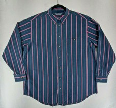 Roundtree &amp; Yorke Striped Long Sleeve Black Men&#39;s Button-Up Shirt Adult ... - $10.44