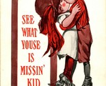 Vtg Postcard c 1930 Unused - &quot;See What Youse is Missin&#39; Kid&quot; Valentine R... - $6.88