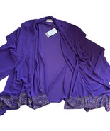 Chico&#39;s Purple Open Sheer Cardigan Jacket Sz 2 L (12) Whimsigoth Embelli... - $916.72 MXN