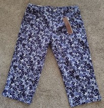 Hannah Womens Denim Sz 16 Capris Blue Floral Design Tummy Control NWT MS... - $16.49