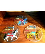Set 3 Rare VINTAGE Peggy Karr Fused Art Glass Carousel animal 8&quot; Plates ... - £33.49 GBP