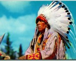 Cree Native American Chief Yellowface UNP Unused Chrome Postcard G12 - $4.04