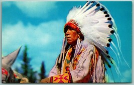 Cree Native American Chief Yellowface UNP Unused Chrome Postcard G12 - £3.22 GBP