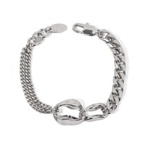 Alona Asymmetric Curb Bracelet - silver, Unisex, Men, Women - £37.41 GBP