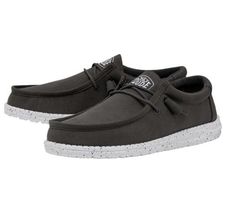 HEY DUDE SIZE 13 M DARK GREY WALLY SLUB CANVAS LIGHTWEIGHT LOAFERS 40009... - $46.43