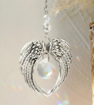 Remembrance Angel Wings Crystal Sun Catcher - Guardian Angel Crystal &amp; Silver - £12.05 GBP