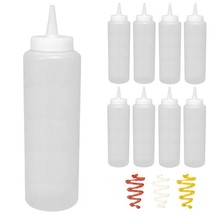 8 Clear Plastic Squeeze Bottle 15Oz Condiment Dispenser Mayo Ketchup Mus... - £24.55 GBP