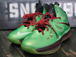 2012 Nike Lebron X 10 Jade Green/Red Grinch Basketball Shoes 543564-301 Youth 7Y - £54.86 GBP