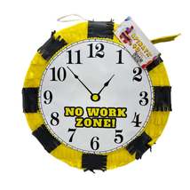 No Work Zone Clock Pinata, Clock Themed Birthday Party Decor, Black &amp; Ye... - $39.99