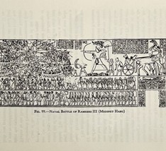 1942 Egypt Ramses III Naval Battle War Historical Print Antique Ephemera... - $19.99