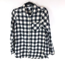 Old Navy Womens The Tunic 100% Cotton Button Plaid Pocket Flannel Shirt Black S - £10.04 GBP