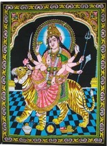 Huge Cotton Fabric Durga Ma Mother Goddess Yoga 43&quot; X 30&quot; Tapestry - €9,00 EUR