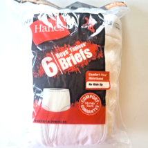 Hanes Boys Tagless Briefs 6-Pair White Comfort Flex Waistband 10-12M No ride Up - $7.91