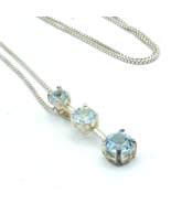 TOPAZ graduated 3-stone pendant necklace - sterling silver 4–6mm 18&quot; box... - £35.30 GBP