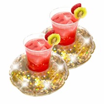Pool Candy Holographic Glitter Inflatable Drink Floats in Gold (Set of 2) - £11.96 GBP