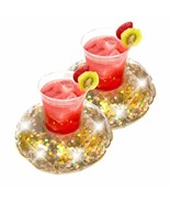 Pool Candy Holographic Glitter Inflatable Drink Floats in Gold (Set of 2) - $284.83 MXN