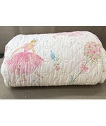 Vintage Pink Ballerina Quilt Blanket 57x81 Fairy Princess Floral Coverlet - $51.99 CAD