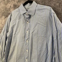 Ralph Lauren Dress Shirt Mens 17.5 36/37 Blue Striped Regent Fit Button ... - $13.89