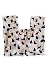 Coeur d Alene Womens Pajama Pants Pink Large Fleece Black Cat Print Draw... - £11.59 GBP