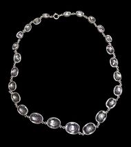 Antique Sterling Silver Lavender Crystal Graduated Necklace c1900 18in - $485.05