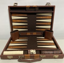 VINTAGE Backgammon Set, 30 Chips, 2 Cups, 5 Dice, 18 x 12 Folding Case, Complete - £18.30 GBP